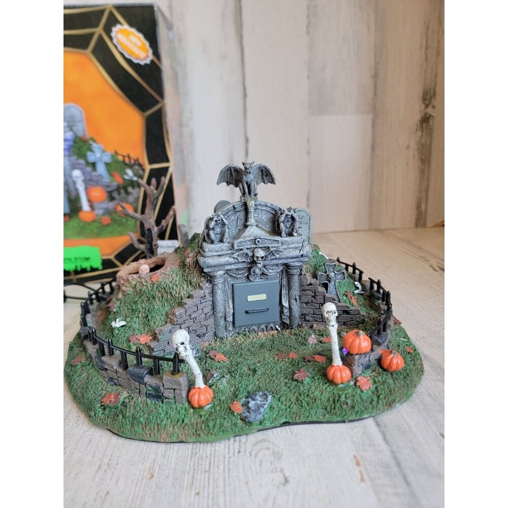 Lemax hillside‎ mausoleum spooky town Halloween animated village
